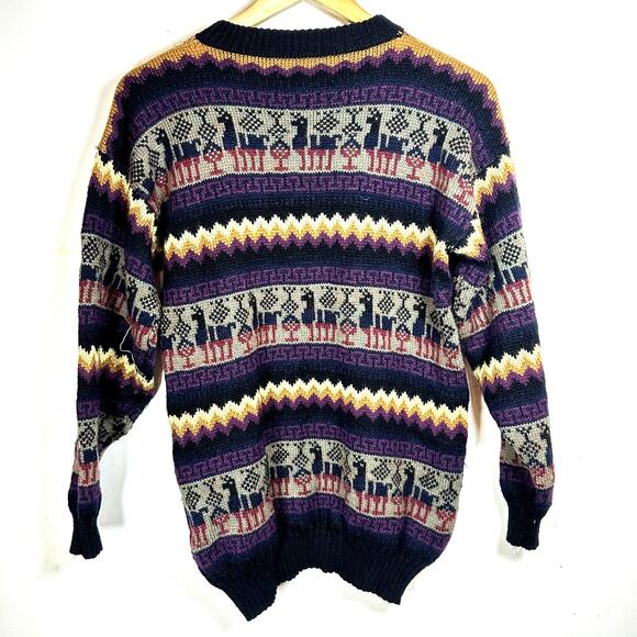 GAMBOA Andean Alpaca Wool Sweater Mens size Small Warm Cozy Handmade - Picture 6 of 12